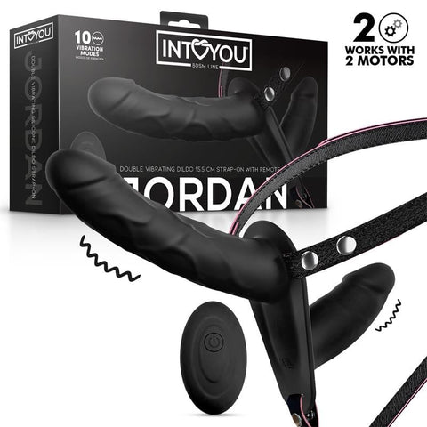 Jordan Arnés Dildo Doble con Vibración y Control Remoto - Intoyou - Arneses con pene o dildo Strap-On