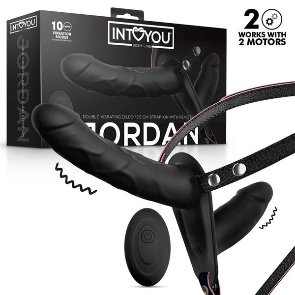 Jordan Arnés Dildo Doble con Vibración y Control Remoto - Intoyou - Arneses con pene o dildo Strap-On