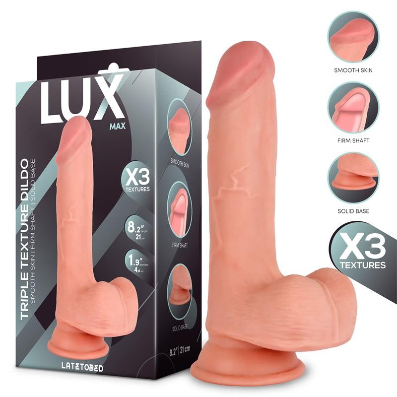 Max Dildo Triple Densidad con Testículos 21 cm - LUX - Dildos o Consoladores