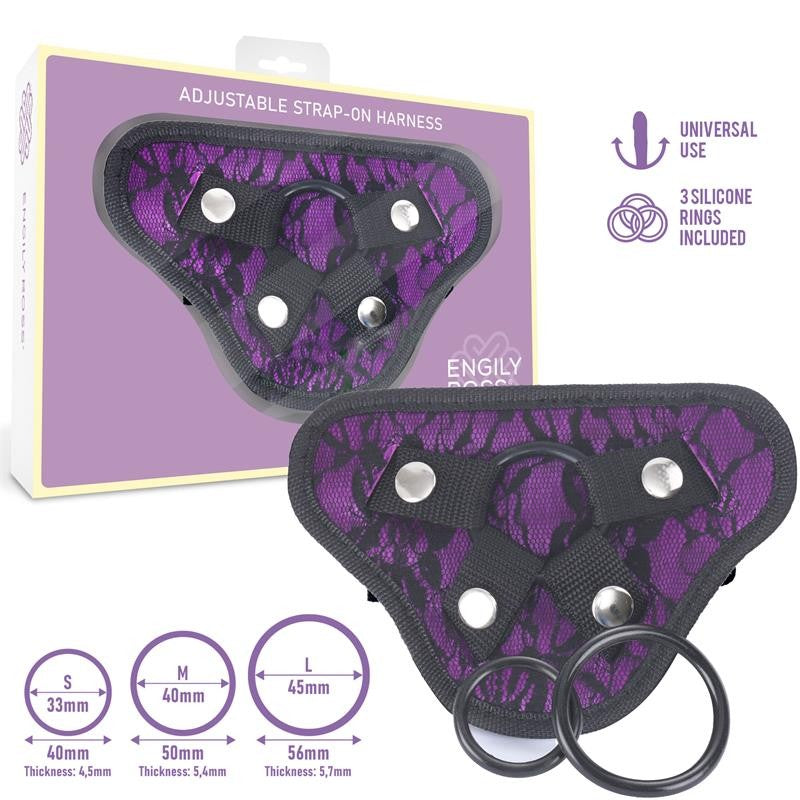 Miley Arnés Universal Ajustable 3 Anillo de Silicona Púrpura - ENGILY ROSS - Arneses con pene o dildo Strap-On