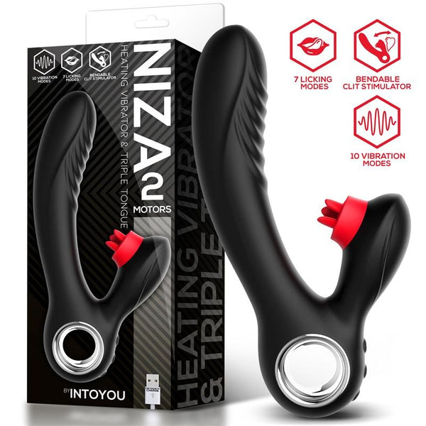Niza Vibrador con Calor y Triple Lengua Estimuladora de Clítoris - Intoyou - Vibradores
