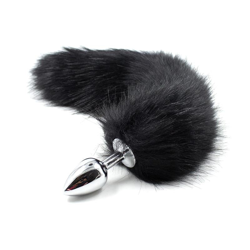 Plug anal con cola negra 40 cm - Fetish Addict - Plugs anales