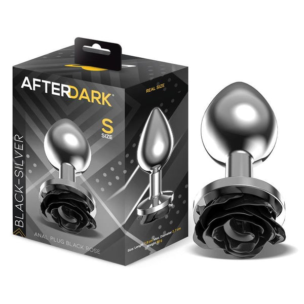 Plug de Metal con Rosa Negra Talla S - AfterDark - Plugs anales