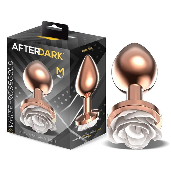 Plug de Metal Rosa Blanca Talla M - AfterDark - Plugs anales