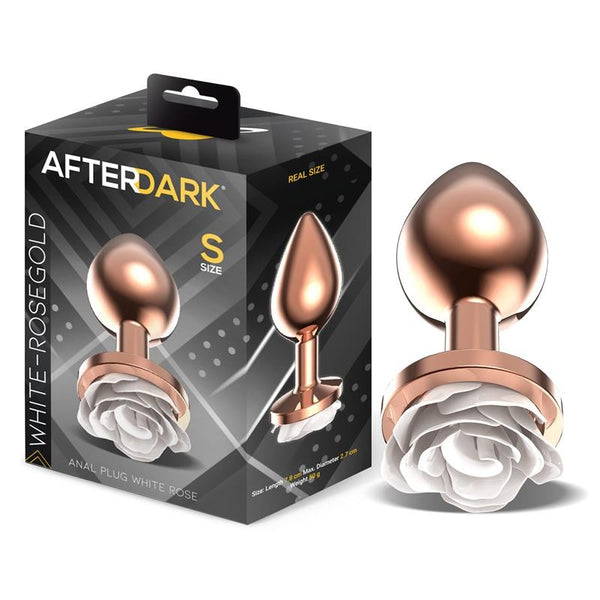 Plug de Metal Rosa Blanca Talla S - AfterDark - Plugs anales