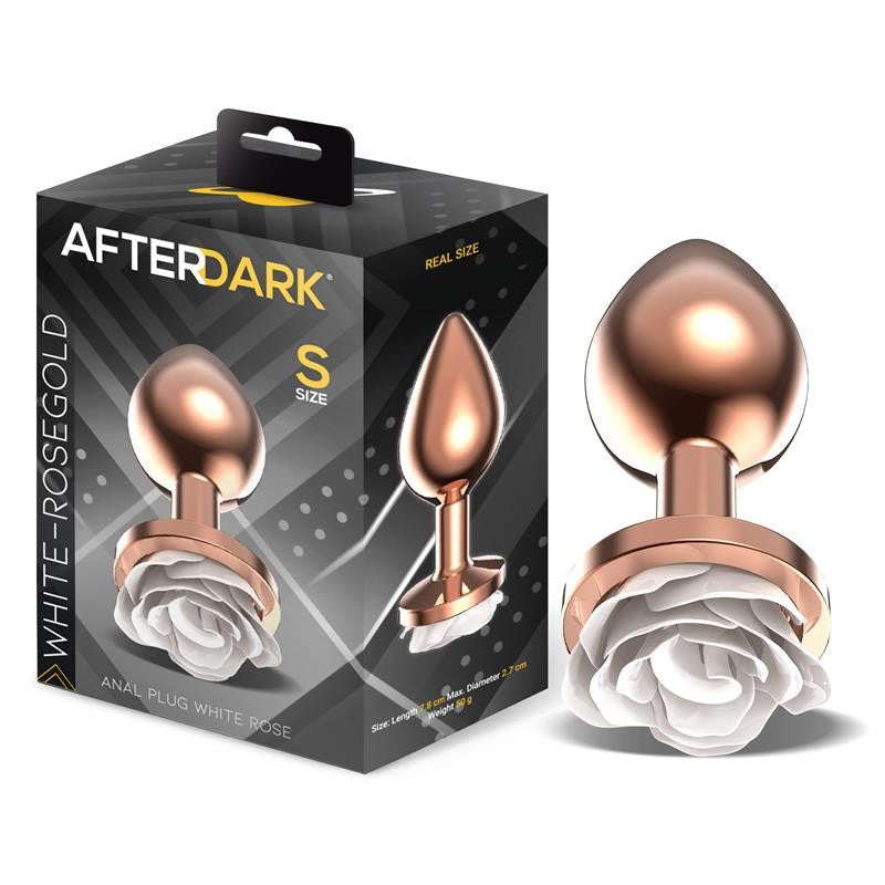 Plug de Metal Rosa Blanca Talla S - AfterDark - Plugs anales