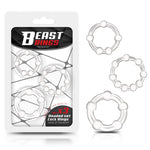 Set 3 Anillos para el Pene Transparente - Beast Rings - Anillo vibrador para el pene (con y sin vibración)
