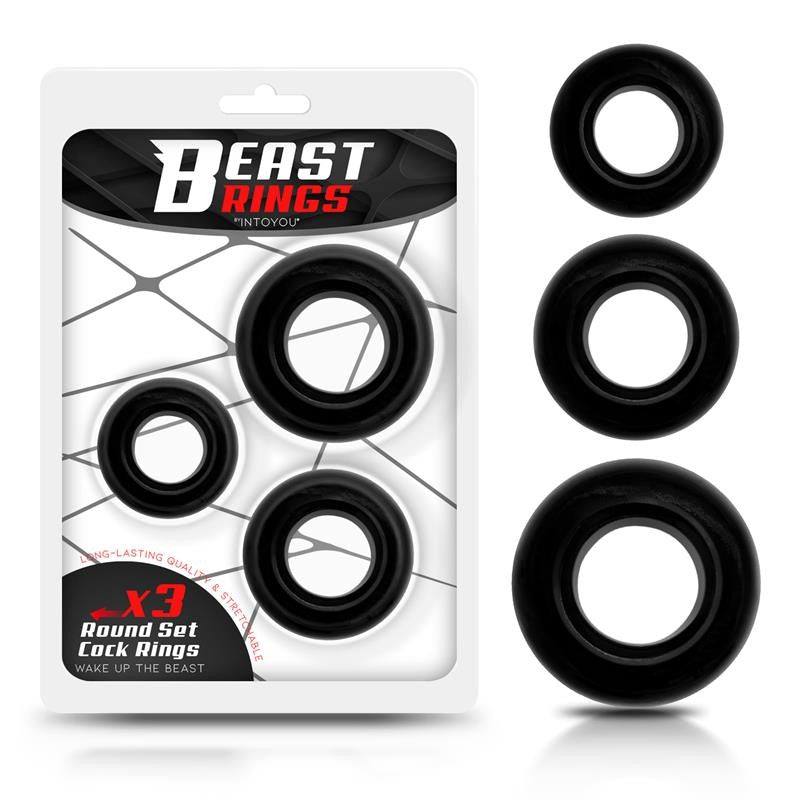Set 3 Anillos para el Pene Flexibles Negros 0