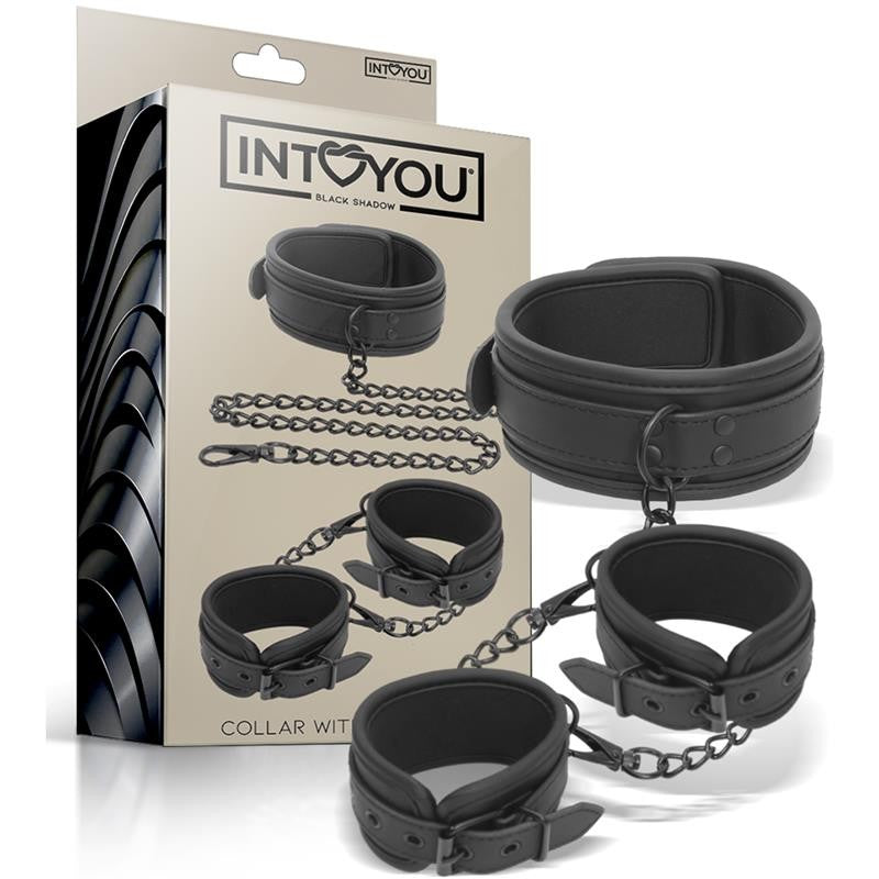 Set de Collar y Esposas para Muñecas Cuero Vegano 0