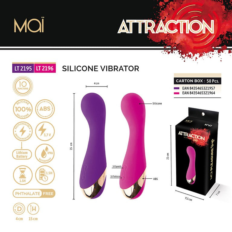 Mai nº61 Vibrador Mai 10 Funciones Recargable Lila 15 cm - Mai - Vibradores (2)