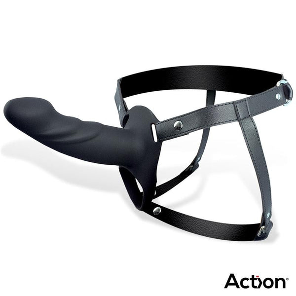 Arnés Strap-on con Dildo Hueco Talla L Negro - Action - Arneses con pene o dildo Strap-On