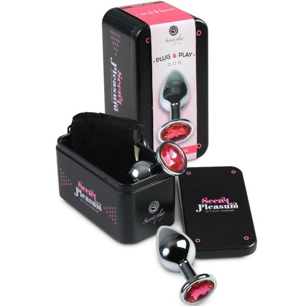 Plug metalico M con brillante Fucsia