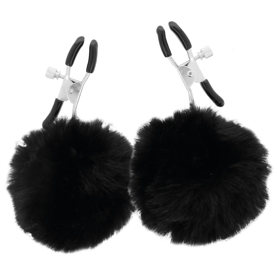 Pinzas para pezones con pompón - Darkness - Kits para BDSM
