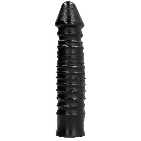 Dildo con Estrías 26 cm - All Black - Fisting – Lubricación Anal (2)