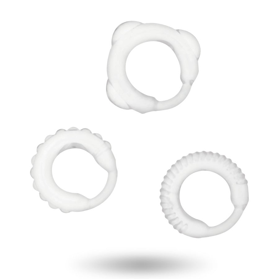 Set 3 anillos color claro - Addicted Toys - Anillo vibrador para el pene (con y sin vibración) (2)