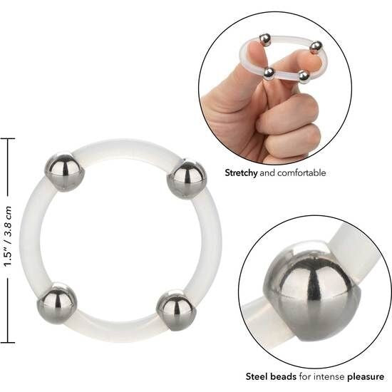 Anilla de Silicona con Bolas de Acero Talla L - CaliforniaExotic - Anillo vibrador para el pene (con y sin vibración) (2)