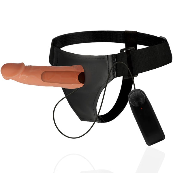 Arnés hueco William con vibrador 17 cm