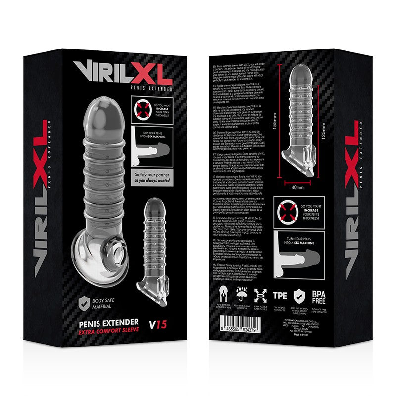 Funda Extensora V15 Transparente - VirilXL - Fundas para el pene (3)