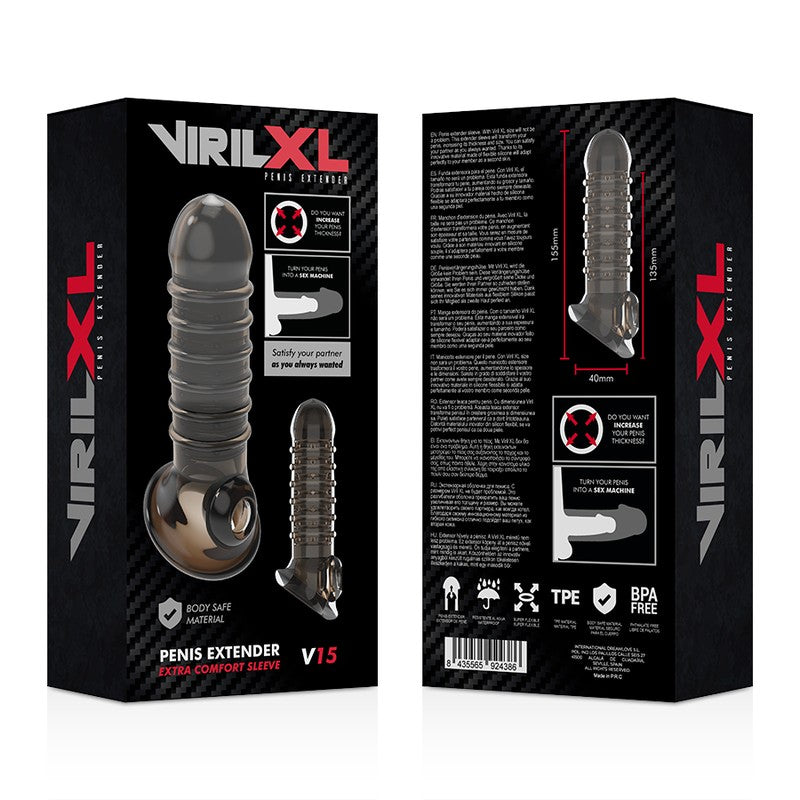 Funda extensora V15 Negra - VirilXL - Fundas para el pene (3)