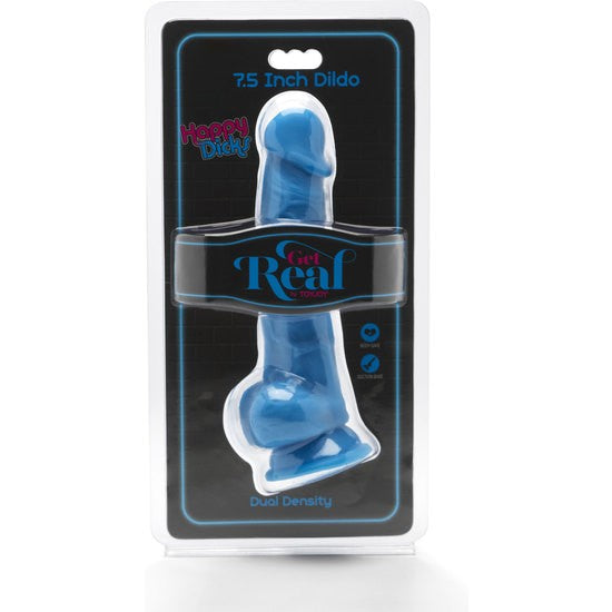 Consolador testículos Happy Dick Azul 19 cm