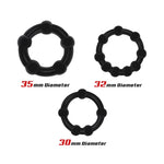 Set 3 Anillo para el Pene Beaded Flexibles Negro 1