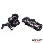 Set de 2 Piezas Antifaz y Esposas de Encaje - Latetobed - Esposas para BDSM (2)