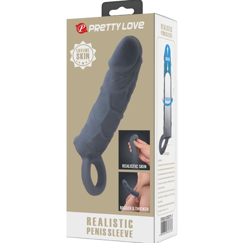 Funda Pene Realistic Skin Gris Oscuro - PrettyLove - Fundas para el pene (6)