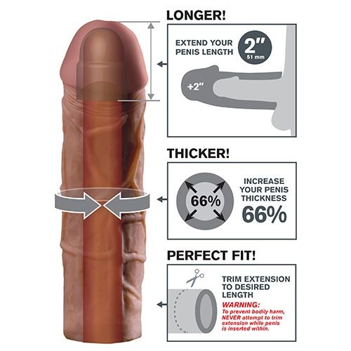 Mega 2 Extension Brown - Pipedream - Fundas para el pene (2)
