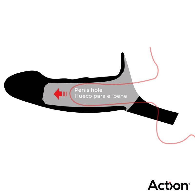 Arnés Strap-On con Dildo Hueco Silicona Talla S Negro - Action - Arneses con pene o dildo Strap-On (3)