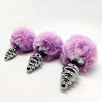 Plug Metal Espiral con Pompón Rosa Talla M 2