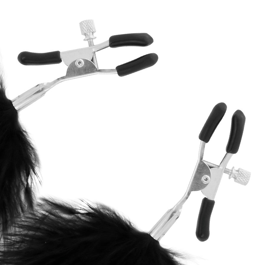 Pinzas para pezones con plumas - Darkness - Kits para BDSM (2)