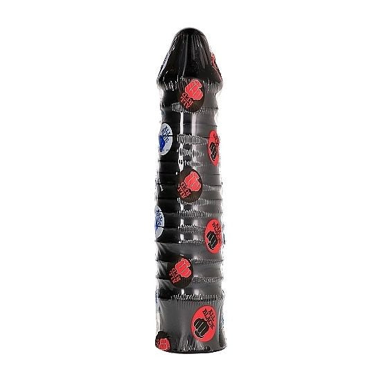 Dildo con Estrías 26 cm - All Black - Fisting – Lubricación Anal (3)