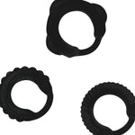 Set 3 anillos pene color negro - Addicted Toys - Anillo vibrador para el pene (con y sin vibración) (3)