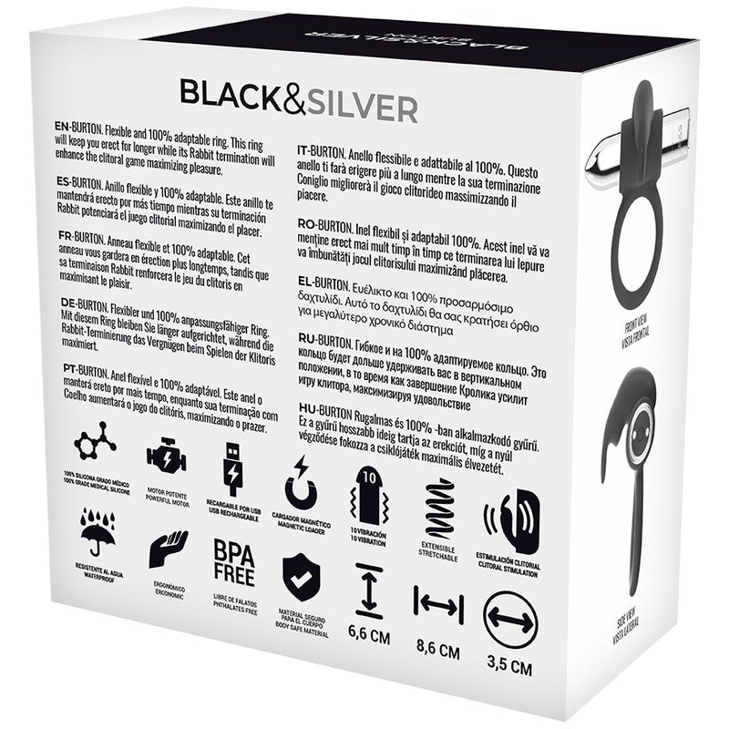 Silver Burton - Black Silver - Anillo vibrador para el pene (con y sin vibración) (3)