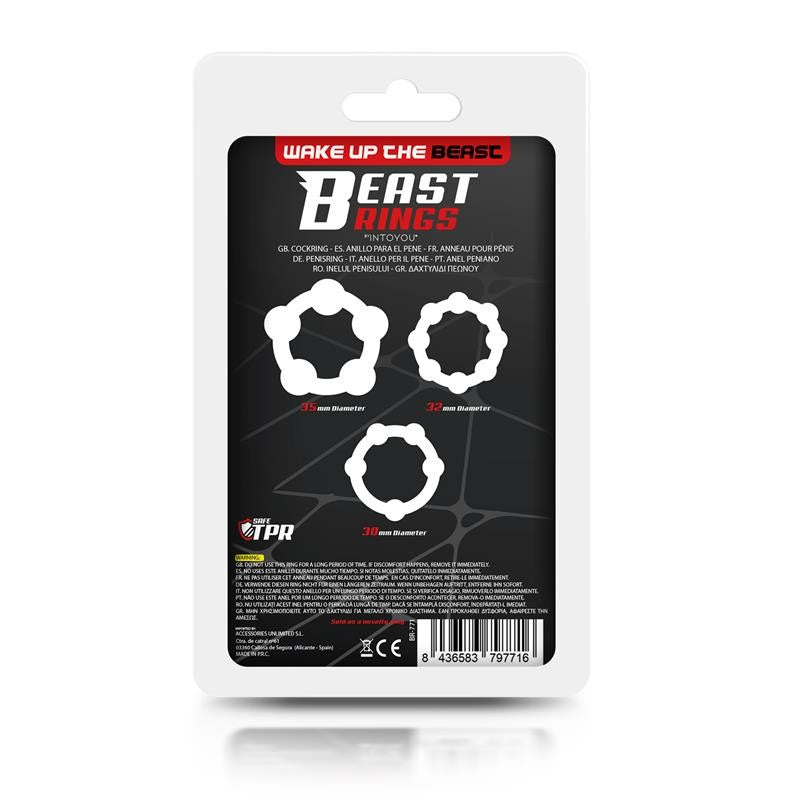 Set 3 Anillo para el Pene Beaded Flexibles Negro 2