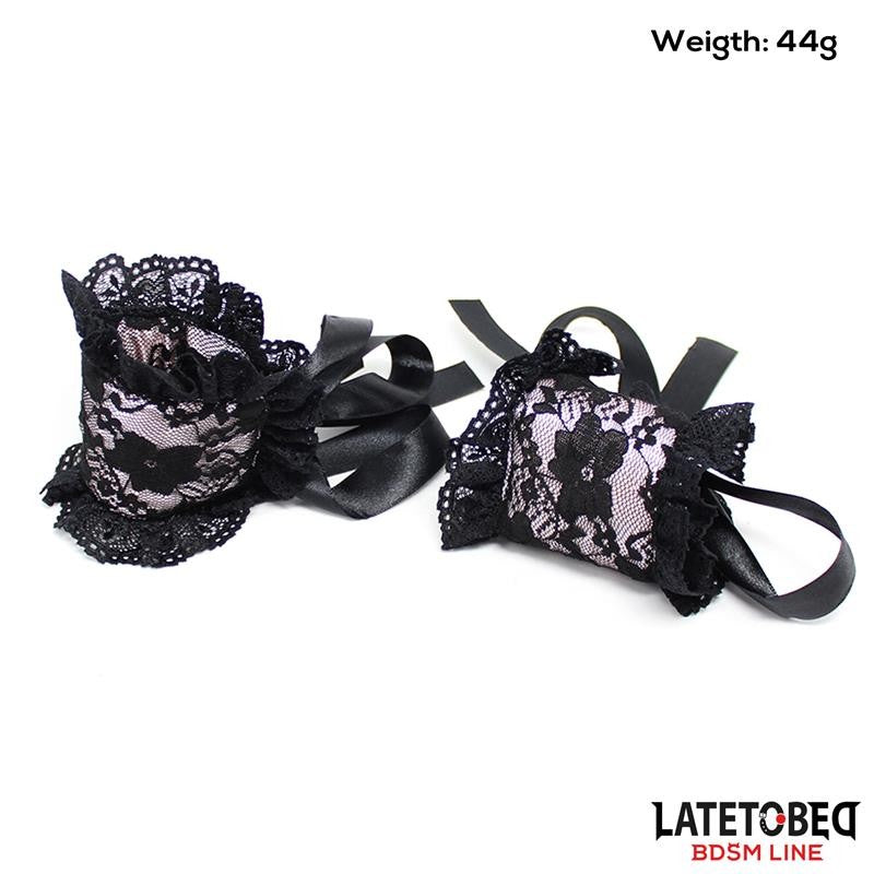 Set de 2 Piezas Antifaz y Esposas de Encaje - Latetobed - Esposas para BDSM (3)