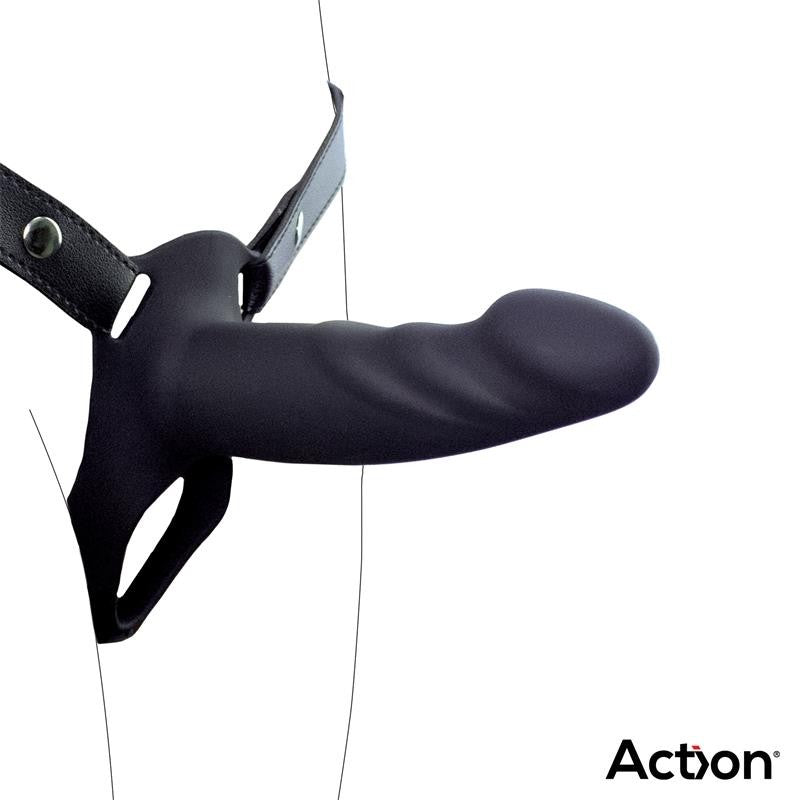 Arnés Strap-On con Dildo Hueco Silicona Talla S Negro - Action - Arneses con pene o dildo Strap-On (4)