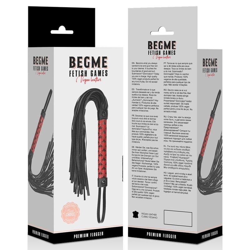 BegMe Látigo de Cuero Vegano Rojo - BegMe - Fustas y látigos (4)