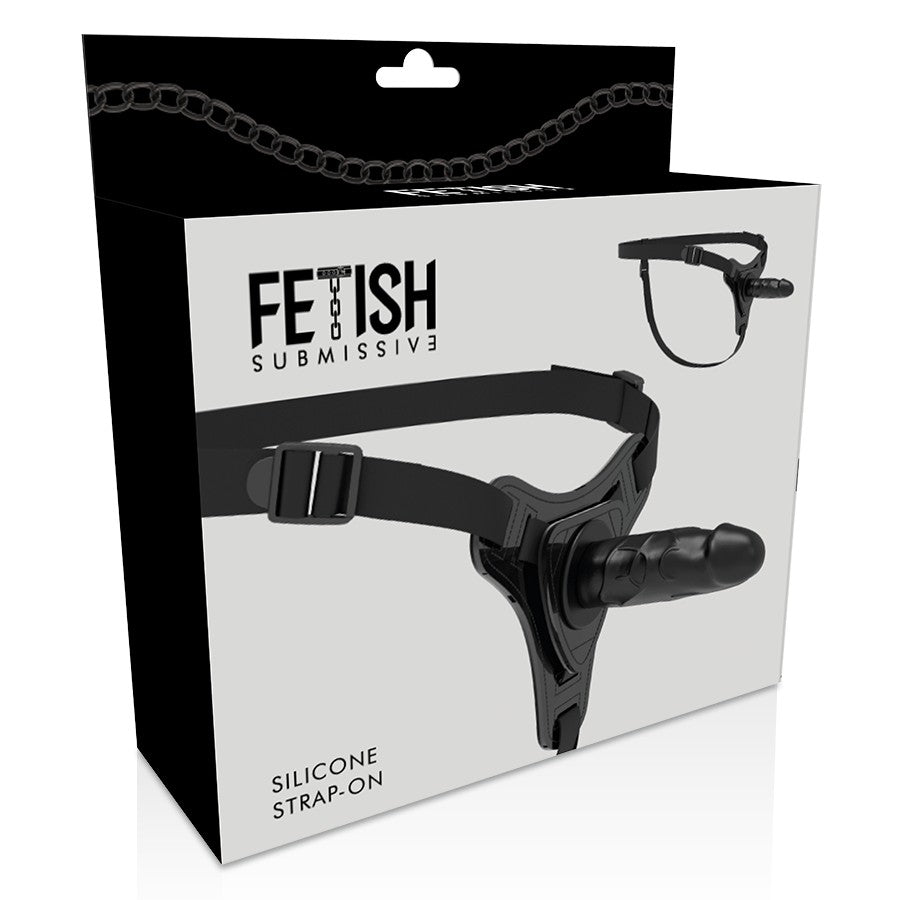 Arnés silicona negro realistico 16cm - FetishSubmissive - Arneses con pene o dildo Strap-On (2)
