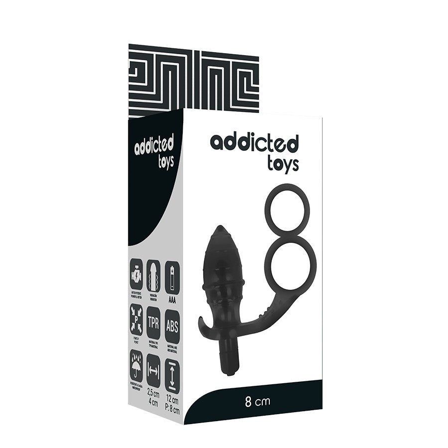 Plug anal vibrador con anilla doble - Addicted Toys - Anillo vibrador para el pene (con y sin vibración) (4)
