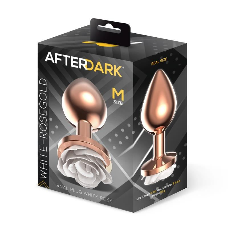 Plug de Metal Rosa Blanca Talla M - AfterDark - Plugs anales (4)