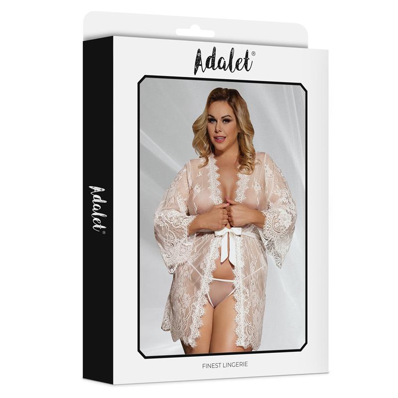 Peignor Gina con bordados blanco XXL - Adalet - Lencería erotica (4)