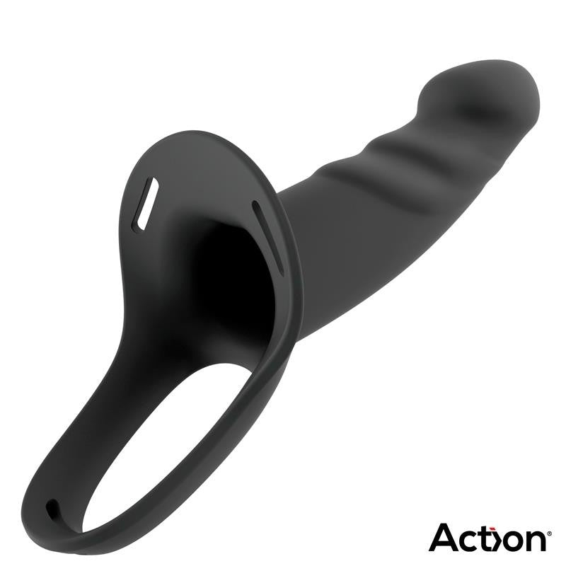 Arnés Strap-On con Dildo Hueco Silicona Talla S Negro - Action - Arneses con pene o dildo Strap-On (5)