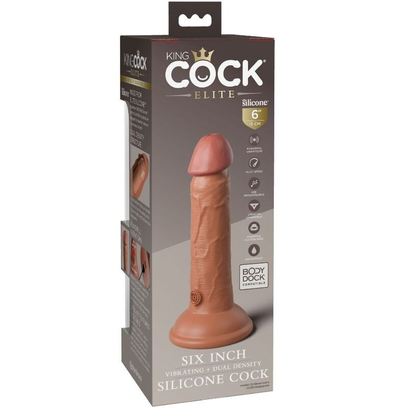 King Cock Elite 6 Vibrador 15 cm Caramelo 4