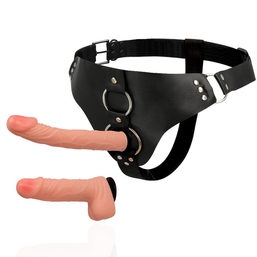 Arnés con penes intercambiables 19,8 cm y 15 cm - HarnessAttraction - Arneses con pene o dildo Strap-On (5)