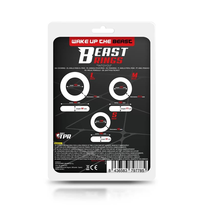 Set 3 Anillos para el Pene Flexibles Transparentes - Beast Rings - Anillo vibrador para el pene (con y sin vibración) (5)