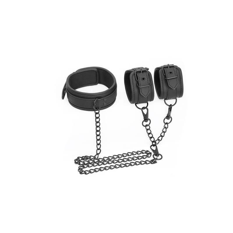 Set de Collar y Esposas para Muñecas Cuero Vegano 4