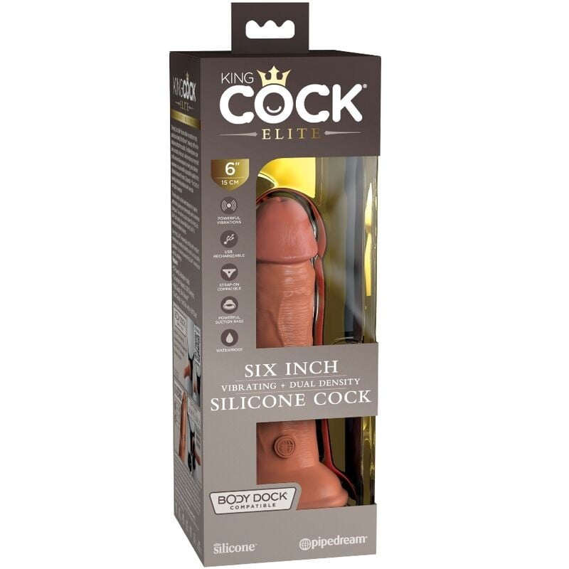 King Cock Elite 6 Vibrador 15 cm Caramelo 5