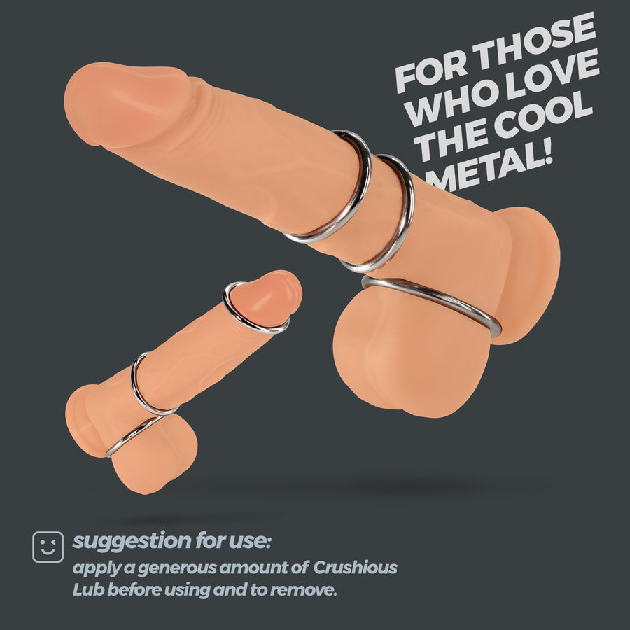 Metaleros Conjunto 3 Anillos Pene Metal - Crushious - Anillo vibrador para el pene (con y sin vibración) (5)