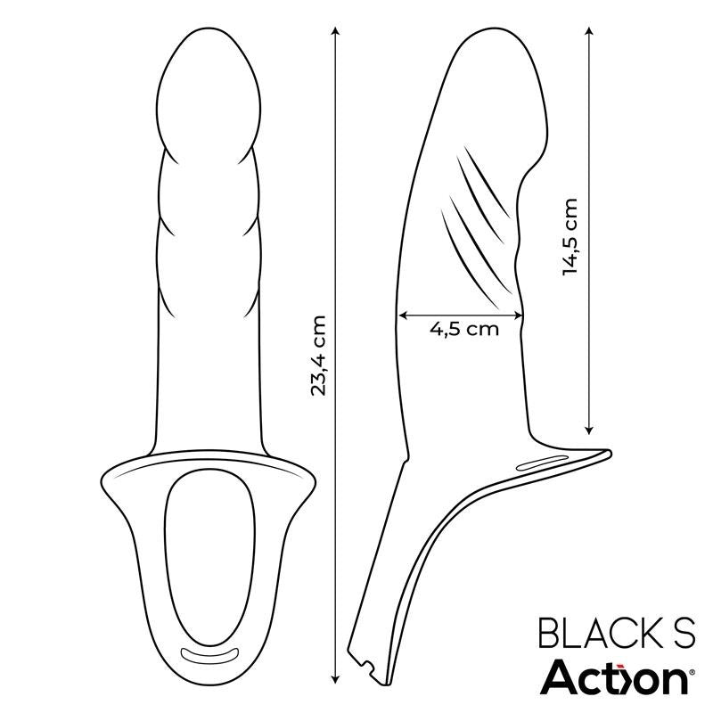 Arnés Strap-On con Dildo Hueco Silicona Talla S Negro - Action - Arneses con pene o dildo Strap-On (9)